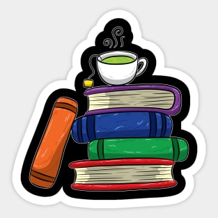 Book Lovers Books and Tea Colorful Sticker